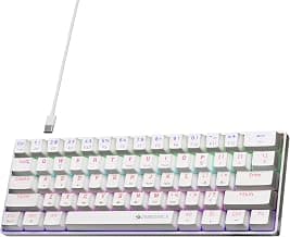 Zebronics Mechanical Keyboard, Silent Linear Red Switches, 61 Keys Layout, 26 Key Anti Ghosting, Double Shot Keycaps, 17 LED Modes, Media Controls, 1.5m Cable (Max Ninja 61, White)