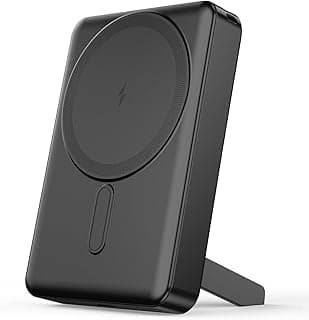 Noise Newly Launched 10000mAh MagSafe Wireless Power Bank: Built-in Stand, Metallic Finish, Upto 15W Wireless & 22W Wired Output, For iPhone 12 & above, Android (Qi-Compatible) + Magnetic Ring (Black)
