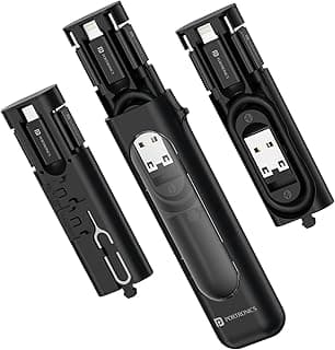 Portronics Snapcase 4 60W Multifunctional Fast Charging Data Cable Transparent Kit, Conversion Set USB A & Type C to Male Micro/Type C/Lightning, Data Transfer, Sim Storage, Sim Eject Pin,Pocket Size