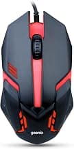 GEONIX Vigor R7 Wired Gaming Mouse with 1200 DPI, PVC Cable, 3 Buttons, Center Click, 1 Year Warranty (Black Red)