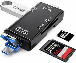 SPIN CART USB 3.0 Type C & Micro USB OTG Memory Card Reader for SD/TF Cards, Laptop Phone Tablet