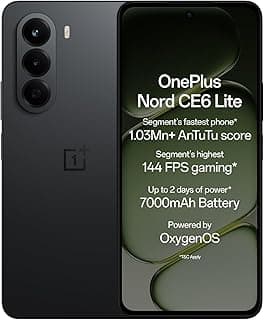 OnePlus Nord CE6 Lite | 6GB+128GB | Hyper Black | Segment's Fastest Dimensity 7400 Apex Processor | 7000mAh Battery | Segment's Highest 144Hz Refresh Rate | 50MP Main Camera, 4K Video Recording