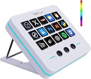 Macro Keypad, Stream Controller Deck Gaming Streaming Shortcut Keyboard, 18 Programmable Keys Customizable Visual AI Pad USB Soundboard for OBS, YouTube, Desk Office Setup, Laptop, PC, Mac
