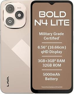 Lava Bold N4 Lite (Empire Gold, 3GB RAM, 32GB Storage) | 6.56" qHD Display | 8MP Rear Camera | 5000 mAh Battery | Free Service @ Home | Fingerprint Reader | Charger & Phone-Cover in Box