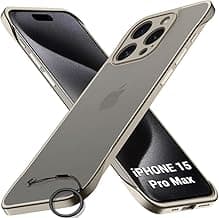 TheGiftKartHybrid Ultimate Slim Back Case Cover for iPhone 15 Pro Max | Lightweight Profile | Hard Back Case Cover for iPhone 15 Pro Max (PC & TPU, Natural Titanium Bumper)