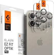 SpigenEZ Fit Optik Pro Tempered Glass Camera Lens Protector Guard for iPhone 16 Pro / 16 Pro Max / 15 Pro / 15 Pro Max / 14 Pro / 14 Pro Max (Natural Titanium) - 2 Pack