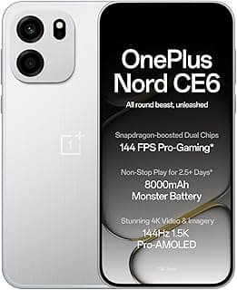 OnePlus Nord CE6 | 8GB+128GB | Lunar Pearl | Snapdragon 7s Gen 4 | Segment's Fastest Touch Response | 8000mAh Battery | 144Hz 1.5K AMOLED Display | 50MP Main + 32MP Selfie 4K Cameras | IP66,68,69,69K