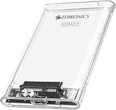 Zebronics 2.5" SSD/HDD Enclosure, Max. 4TB Storage, Upto 5Gbps Transfer Speed, Tool-Free Slide Design, USB to Micro B Connector, Windows, Mac, Linux Support, Transparent Case (CSH101)