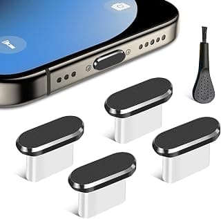 Limvory Usb C Dust Plug, 4 Pack Type C Anti Dust Plug Cover Charging Port Protector Cap With Cleaning Brush For iPhone 15 Series, Samsung Galaxy S22/S21/S20, Note 20/10, All Usb C Devices, Black