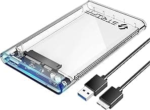 STRIFF SpeedShell 2.5" SATA SSD/HDD Enclosure Case | USB 3.0 to SATA Tool-Free Transparent Hard Drive Case | 5Gbps Fast Transfer, Supports Up to 6TB, Compatible with 2.5" SSD/HDD