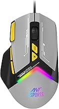 Ant Esports GM333 RGB Wired Gaming Mouse 12800 DPI Optical Mouse 1000Hz Polling Rate 8 Programmable Buttons Huano Switches Ergonomic Design Backlit Lighting Braided Cable PC Laptop FPS MMO Accessory