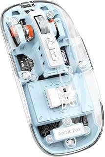 Arctic Fox Pureview Transparent Wireless and Bluetooth Rechargeable Mouse, USB Receiver,LED Battery Magic Silm for Office/PC/Mac/Laptop/Apple/ipad(Space Blue)