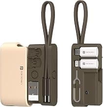 Portronics Snapcase Ultra Multifunctional 8-in-1 Cable & tool Kit, 60W Fast Charging, USB-A, Type-C to Type C, 8-Pin & Micro Adapters, SIM & Micro SD Holder, High-Speed Data transfer, Beige