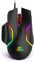 Ant Esports GM320 RGB Wired Gaming Mouse, 12800 DPI Optical Sensor, 8 Programmable Buttons with Rapid Fire, Ergonomic Design, RGB Lighting, Braided Cable, USB Gaming Mouse for PC, Laptop (Black)