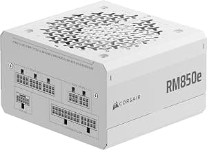 Corsair RM850e (2025) Fully Modular ATX Power Supply, Low Noise, With 12V-2x6 Cables, Compatible with ATX 3.1 and PCIe 5.1, Cybenetics Gold, Capacitors At 105°C White