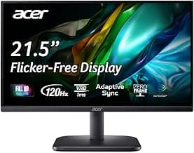 Acer EK220Q J0 21.5 Inch Full HD VA Panel Monitor | 120Hz Refresh | 1ms VRB | AdaptiveSync | sRGB 99% | Flicker-Less & BlueLightShield | ZeroFrame | HDMI + VGA | Tilt Adjustable I Eye Care | Black