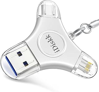 iDiskk MFi 128GB iPhone Flash Drive USB-C 3in1 Photo Stick for Android | App-le certified Lightning/USB-A/USB-C photo Stick for iPhone iPad Android Mac PC, External Memory Photo storage ,Plug&Play