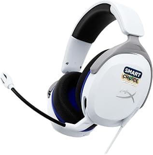 HyperX Cloud Stinger 2 Core Smartchoice- Gaming Headset for PlayStation, Lightweight Over-Ear Headset with mic, Swivel-to-Mute Function, 40mm Drivers (6H9B5AA), White