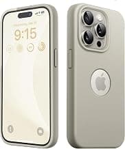 ElzziMicrofiber Logo Cut Cover Compatible for iPhone 15 Pro Max Case Liquid Silicone Cases Full Body 4 Layer Protective Covers Shockproof Back Cover with High Raised Camera Lips- Natural Titanium