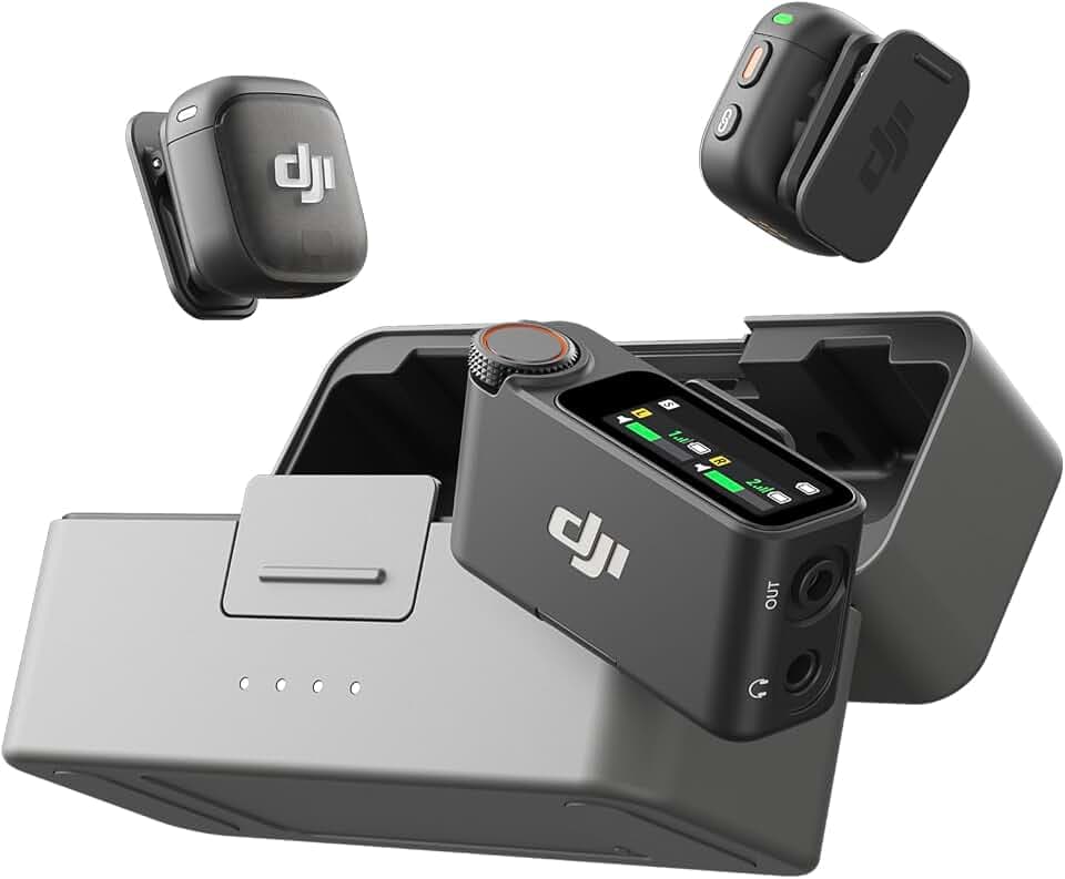 DJI 2 TX + 1 RX + Charging Case Mic 2 Dual-Channel Wireless Microphone with Intelligent Noise Cancelling - 32-bit Float Internal Recording (Rev 3)