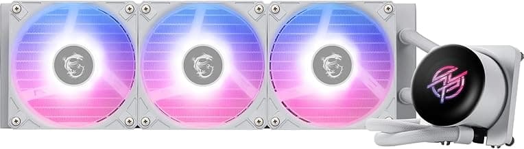MSI MPG CORELIQUID P13 360 White AIO CPU Liquid Cooler - Full-Plane & Screwless Copper Base, Improved Water Channel Design, ARGB GEN2, CycloBlade 9, Split-Flow Radiator, Rifle Bearing Fans