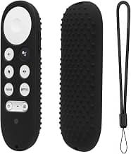 OBOESilicone Full Wrap Remote Case Compatible with Google Chromecast Tv Voice Remote Protective Cover with Lanyard (Black)