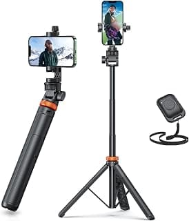 EUCOS 62" Phone Tripod, Tripod for iPhone & Selfie Stick with Remote, Extendable Cell Phone Stand & Ultimate Phone Holder, Solidest Phone Stand Compatible with iPhone/Android