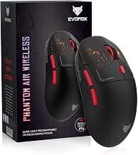 EvoFox Phantom Air Wireless Gaming Mouse Tri-Mode Rechargeable, 12,800 DPI, 1000Hz Polling Rate, Ultra-Lightweight 69g Design, RGB Lighting, 6 Programmable Buttons, Software Support