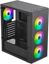 Ant Value VM40 ATX Computer Case/Gaming Cabinet - Black | Support ITX | Pre-Installed 3 Front & 1 Rear Rainbow Fans