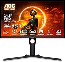 AOC 25G3ZM/BK 24.5" FHD Gaming Monitor, 240Hz Refresh Rate, 1ms GTG Response Time, 6 Game Modes, Freesync Premium, Low Input Lag, ShadowControl, HDMI & DisplayPort