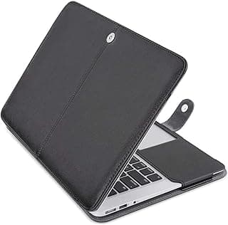 SwooK PU Leather Book Folio Case Cover for MacBook Air 13 inch 2018 2019 2020 Release M1 A2337 A2179 A1932 MacBook air Sleeve case Cover, Black