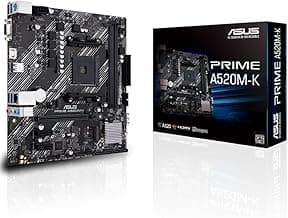 ASUS Prime A520M-K (AMD AM4 DDR4 Socket for AMD Ryzen 5000/5000 G/ 4000 G/ 3000) Micro ATX Motherboard with M.2 Support 1Gb Ethernet HDMI/D-Sub SATA 6Gbps and USB 3.2 Gen 1 Type-A