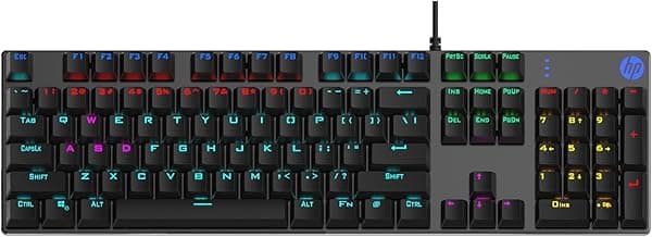 HP GK400F Mechanical Gaming Keyboard,dust & Spill Resistant,RGB Backlit Keys,Metal Panel,Full-Sized Keyboard Design