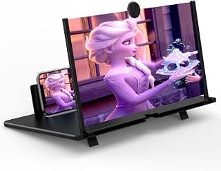 14 Inch Screen Magnifier 3D HD Mobile Phone Magnifying Projector Screen Enlarger for Movies Videos Gaming Foldable Phone Stand Holder with Screen Amplifier with All Smartphones