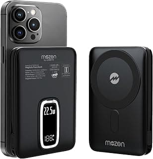 Mozen Surge Air X1 (2-in-1) Wired+Wireless Power bank/MagSafe PowerBank 10000mAh Slim Design with Built-in Display,Stand&Cable, 22.5W Type-C Input/Output+18W USB-A,15W Qi Wireless for Android&iPhones.