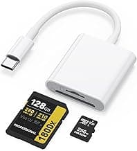 Tobfit 2-in-1 USB-C Memory Card Reader – SD/Micro SD/MS Card Adapter for iPad, iPhone 15, MacBook Pro/Air, Chromebook, Samsung Galaxy S20/S21 (White, 2 in 1)