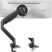 MOUNTUPHeavy Duty Monitor Arm for 49 inches, 44 lbs Curved Screens, Ultrawide Single Monitor Desk Mount, Monitors Stand for Samsung Odyssey G9 and More, VESA Mount with Clamp & Grommet Base