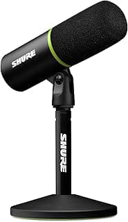 ShureMV6 Gaming Microphone, Dynamic USB PC Mic for Gaming & Streaming - Desktop Stand, Background Noise Cancellation, Tap-to-Mute & 3.5mm Output for Real-Time Headphone Monitoring