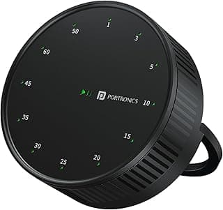 Portronics Tixie Rotational Countdown Timer with 12 Timing Gear & Magnetic Attachments, LED Indicator, Anti Slip Silicone Pad, Countdown Timer for Studying, Cooking, Yoga, Meditation, Office (Black)