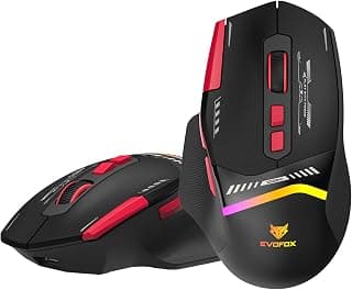 EvoFox Blaze 2 Wireless Gaming Mouse Tri-Mode Rechargeable, 12,800 DPI, 1000Hz Polling Rate, Ergonomic Design, RGB Lighting, 8 Programmable Buttons, Software Support