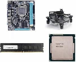 H81 Motherboard Combo Kit with Core i5 4th Gen Upto 3.3GHz Processor | 4GB DDR3 RAM | CPU Fan Included | 1 Year Warranty | Desktop Assembly Kit