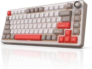EvoFox Ronin X75 Tri-Mode Wireless Mechanical Keyboard| Gasket Mount, 5 Layer Sound Dampening, Hot Swap GTMX White Linear Switches,1000Hz Polling, Programmable, Muliti OS Web Software, Mac Key Caps