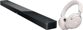Bose Smart Soundbar Ultra Black, Bundle QuietComfort Ultra Wireless Noise Cancelling Over Ear Headphones, White