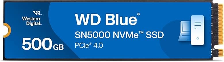Western Digital WD Blue SN5000 NVMe 500GB, Upto 5000MB/s R, 5Y Warranty, PCIe Gen 4 NVMe M.2 (2280), Gaming Storage, Internal Solid State Drive (SSD) (WDS500G4B0E)
