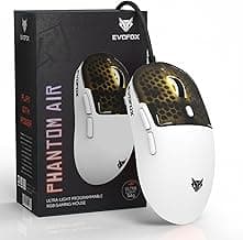 EvoFox Phantom Air Ultra Lightweight Gaming Mouse 54g | Upto 1000Hz Polling Rate, 7000 FPS, 12800 DPI | Honeycomb RGB Lighting | Fully Programmable with Windows Software & On-Board Memory | White