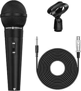 DIGIMORESuper Cardioid Dynamic Vocal Microphone for Singing, Live Performance & Karaoke | Metal Body, 3-Pin XLR Wired Mic | 80Hz–16kHz Frequency Response | 20ft Cable & Mic Holder Included (D-1020)