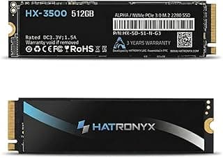 Alpha HX-3500 512GB NVMe M.2 SSD 2280 | PCIe Gen 3x4 Internal SSD with Micron 3D TLC NAND | Up to 3400MB/s Read & 2600MB/s Write | High Speed SSD for Gaming | 3+3 Years Extended Warranty