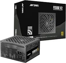 Ant Esports FG550 V2 Power Supply Unit — 550W, 80 Plus Gold Certified, Fully Modular, Braided Nylon Cables, Active PFC, RTX 40 & RX 7000 Series Compatible, Gaming PSU