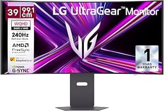 LG39GX900A 99.1cm (39 Inch) Ultragear OLED (3440x1440) Curved Gaming Monitor, 240Hz, 0.03ms(GtG), NVIDIA G-Sync, AMD FreeSync Premium Pro, HDMI X 2, DP, USB-C, Tilt/Height/Swivel Adjustable (Black)