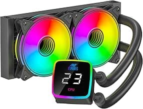 Ant Esports ICE Flow 240 ARGB 240mm ARGB Liquid Cooler/AIO with Display - Black | Support Intel & AMD CPU Socket AM5, AM4, AM3, LGA1700, 1200, 2066, 1151 | Evaporation-Proof Tubing | Dual-Chamber Pump